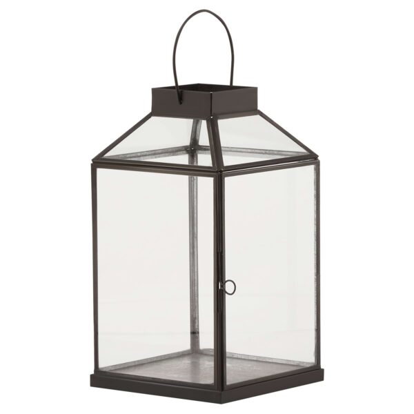 Glass Top Small Black Lantern