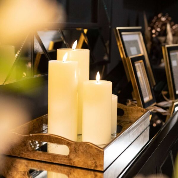 Luxe Collection Natural Glow 3 x 4 LED Cream Pillar Candle - Image 5