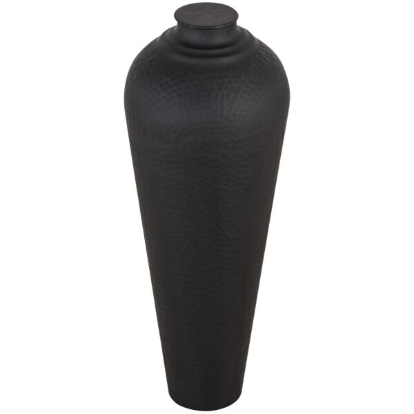 Matt Black Medium Hammered Vase With Lid - Image 2