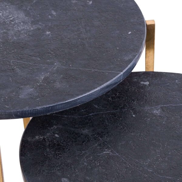 Set of 2 Gold & Black Marble Tables - Image 3