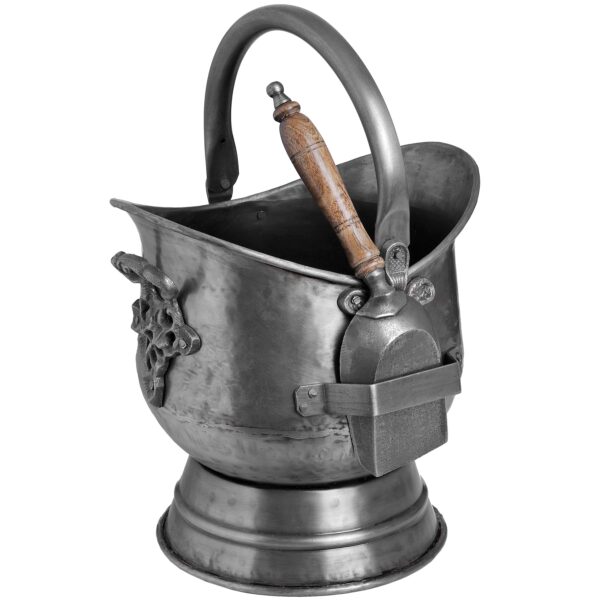 Antique Pewter Coal Bucket With Shovel - Image 2