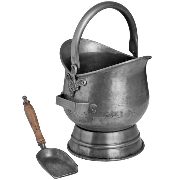 Antique Pewter Coal Bucket With Shovel - Image 3