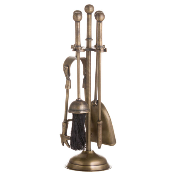 Ball Topped Companion Set In Antique Brass - Image 2