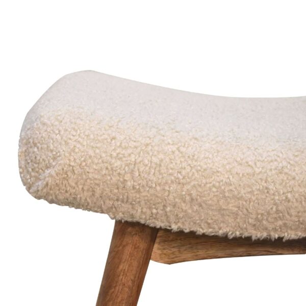 Bouclé Cream Curved Bench - Image 3