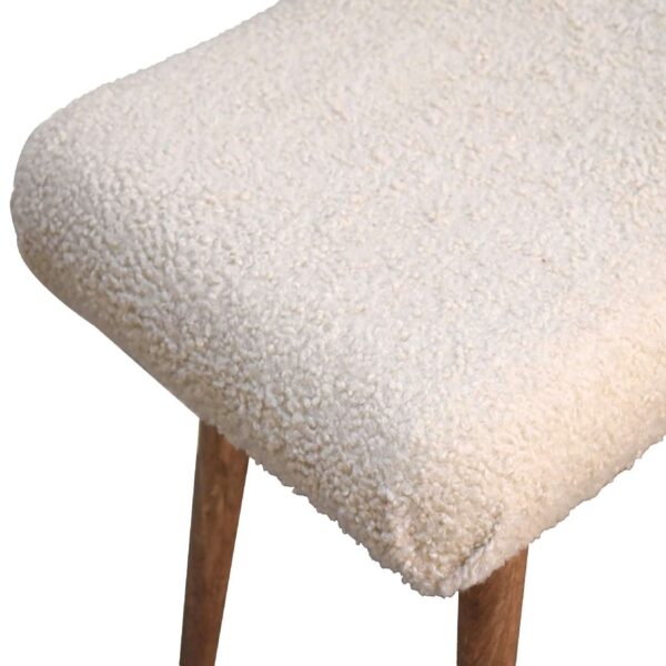 Bouclé Cream Curved Bench - Image 4