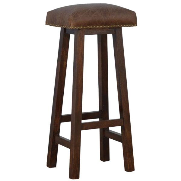 Buffalo Brass Leather Bar Stool