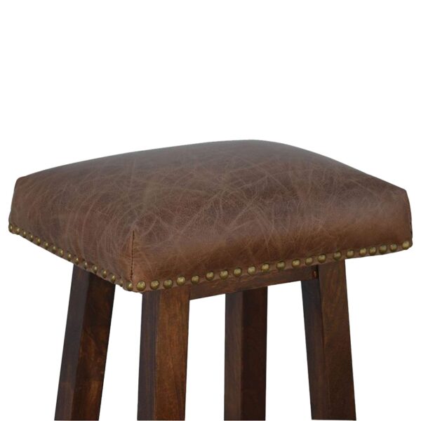 Buffalo Brass Leather Bar Stool - Image 4