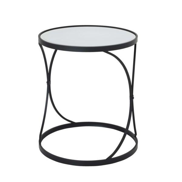 Concaved Set Of Two Black Mirrored Side Tables - Image 2