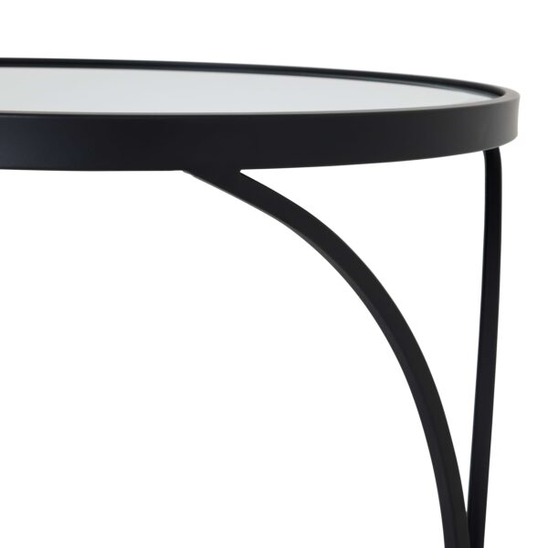 Concaved Set Of Two Black Mirrored Side Tables - Image 4