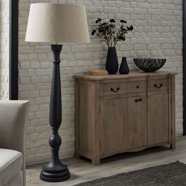 Delaney Grey Droplet Floor Lamp With Linen Shade