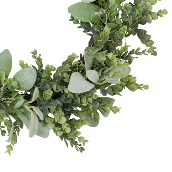 Eucalyptus & Lambs Ear LED Winter Wreath - Image 2