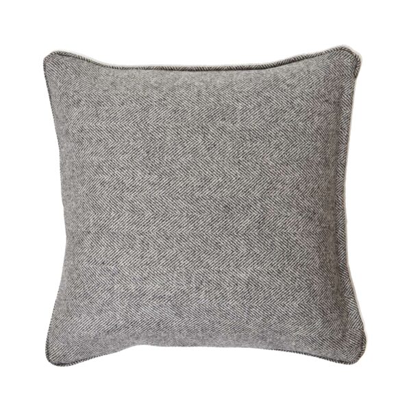 Grey Herringbone Pure Wool Cushion