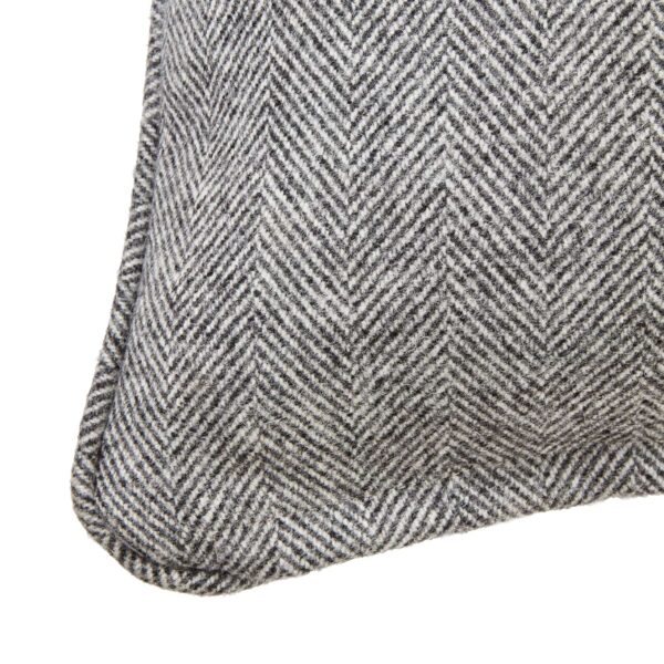 Grey Herringbone Pure Wool Cushion - Image 2