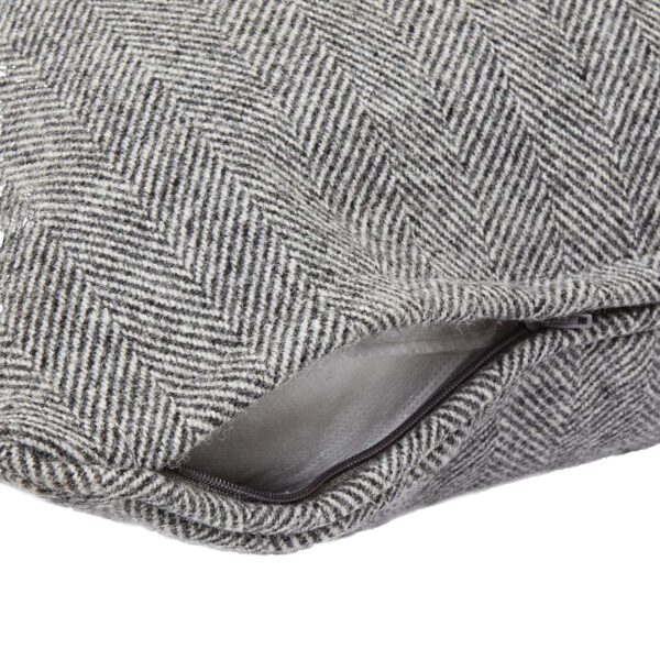 Grey Herringbone Pure Wool Cushion - Image 4