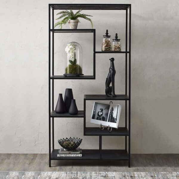 Large Black Metal Multi Shelf Unit