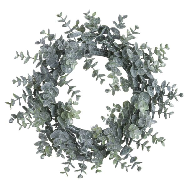 Large Frosted Eucalyptus Candle Wreath - Image 2