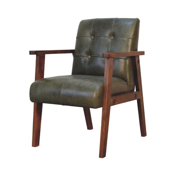 Olive Buffalo Leather Chair - Image 3