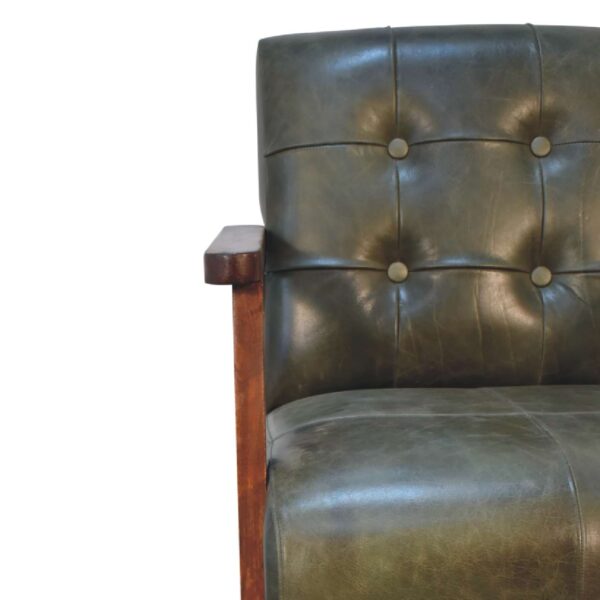 Olive Buffalo Leather Chair - Image 4