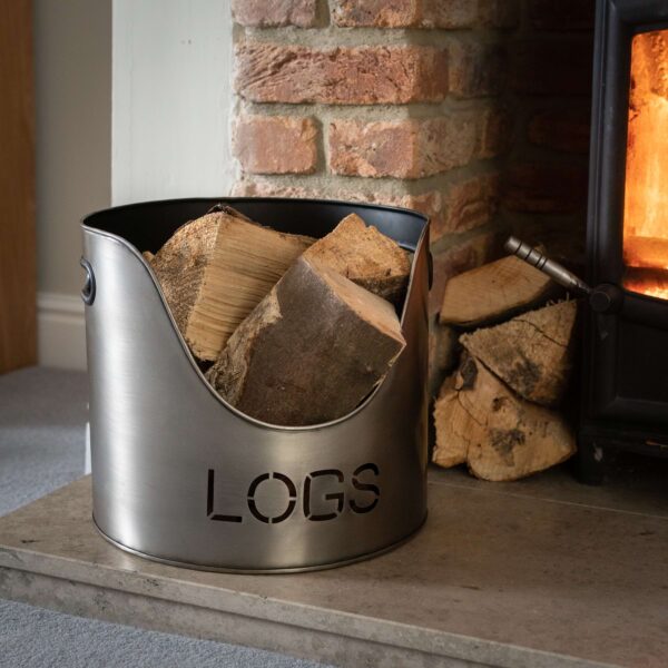 Antique Pewter Log And Kindling Buckets & Matchstick Holder - Image 3