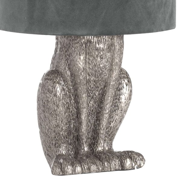 Silver Hare Table Lamp With Grey Velvet Shade - Image 2