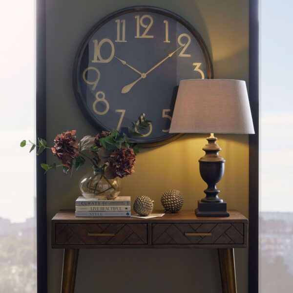 Large Brass and Black Soho Clock