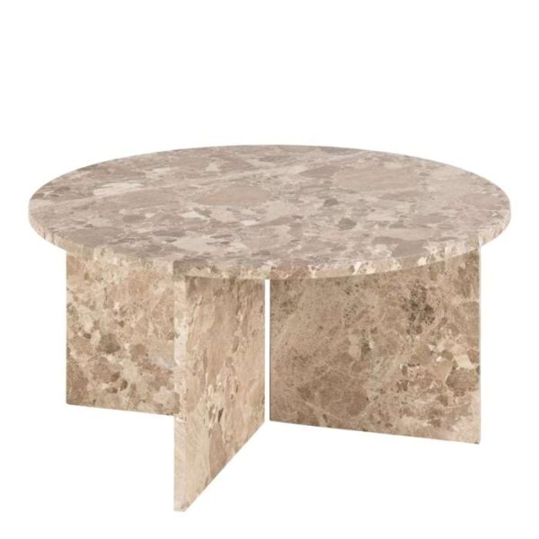 Vega Round Coffee Table in Latte Brown Marble - Image 3