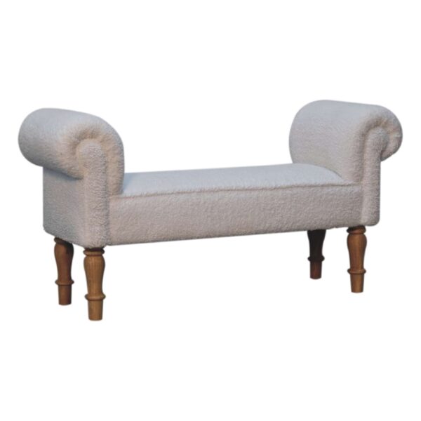 White Boucle Bench