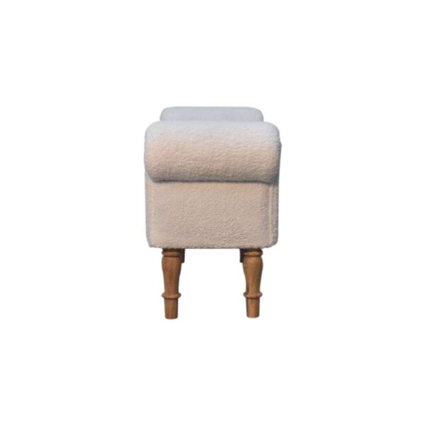 White Bouclé Bench - Image 9