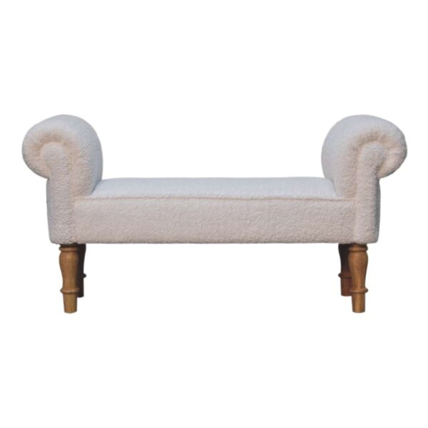 White Bouclé Bench - Image 2