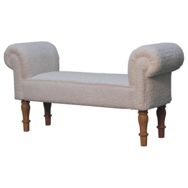 White Bouclé Bench - Image 3