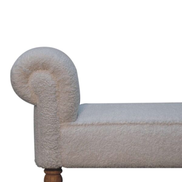 White Bouclé Bench - Image 4