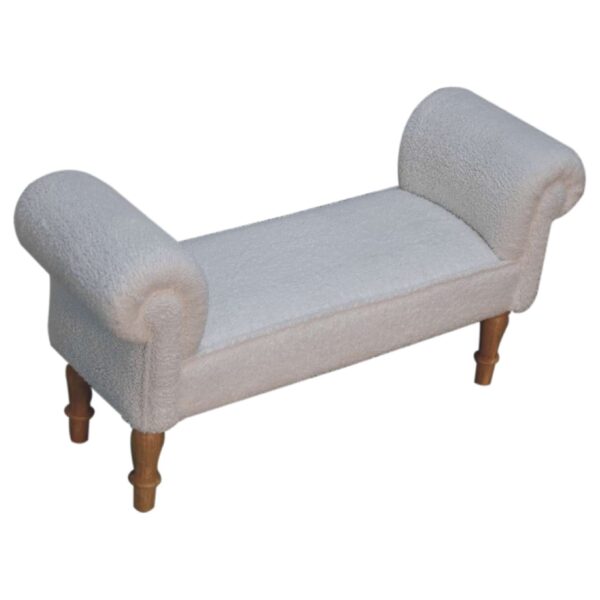 White Bouclé Bench - Image 5