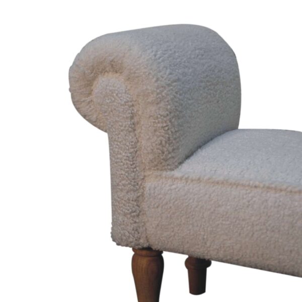 White Bouclé Bench - Image 7