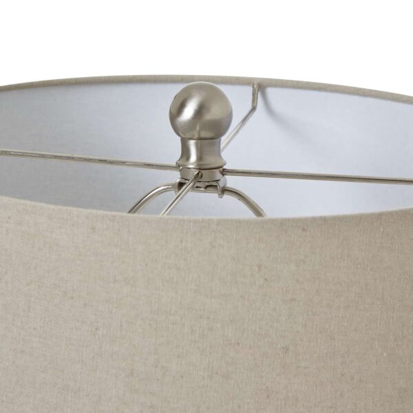 White Ceramic Ginger Jar Lamp With Linen Shade - Image 2