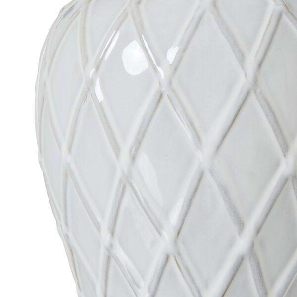 White Ceramic Ginger Jar Lamp With Linen Shade - Image 3