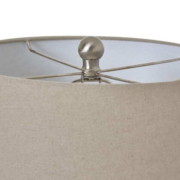 White Ceramic Pot Lamp With Linen Shade - Image 2