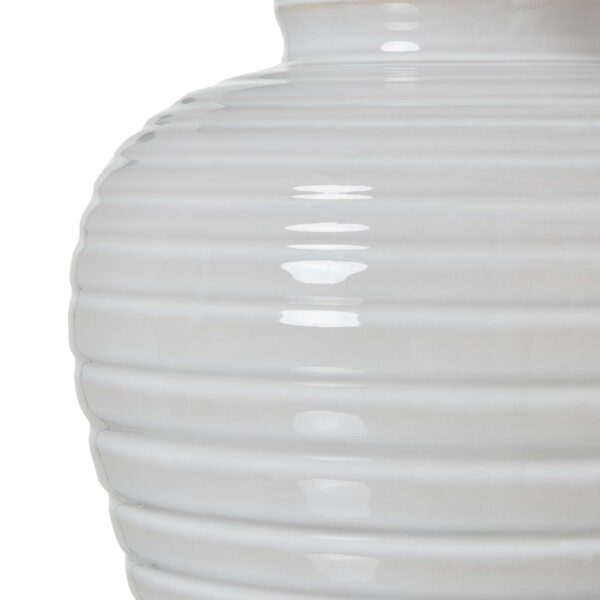 White Ceramic Pot Lamp With Linen Shade - Image 3