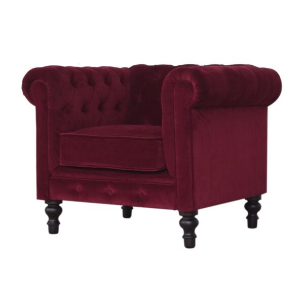 Red Wine Chesterfield Armchair - Image 3